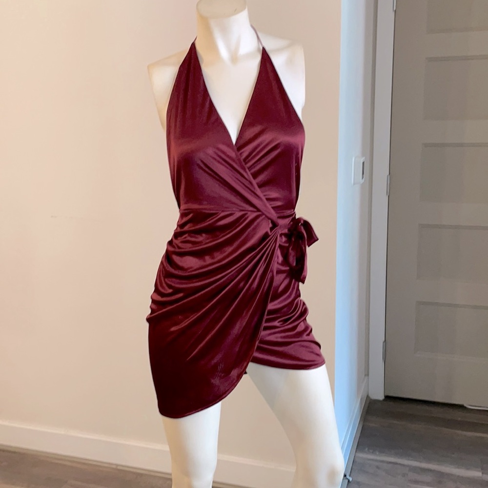 Burgundy backless dress worn once